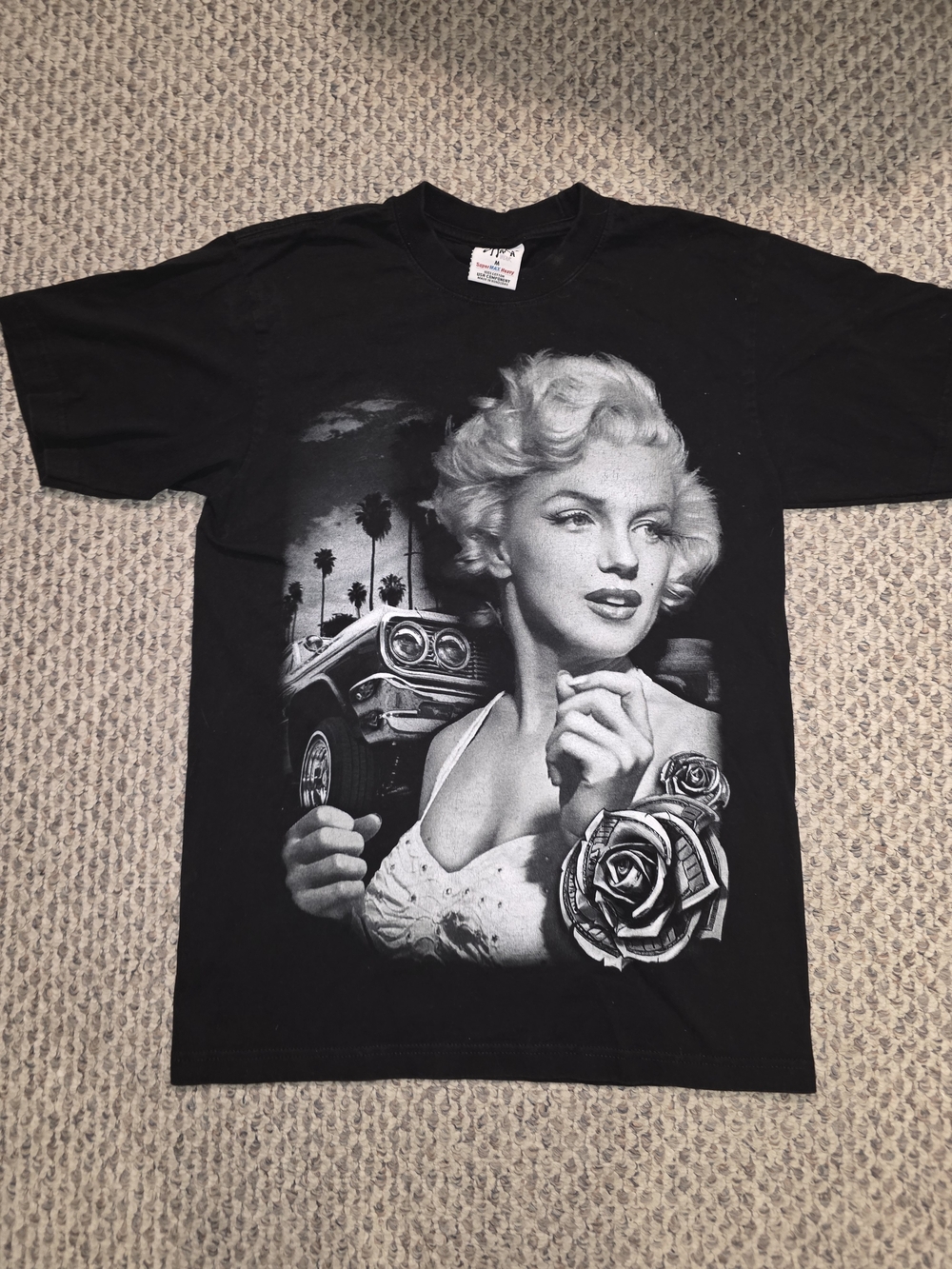 Black Graphic Short-Sleeve Tee with Marilyn Monroe Portrait